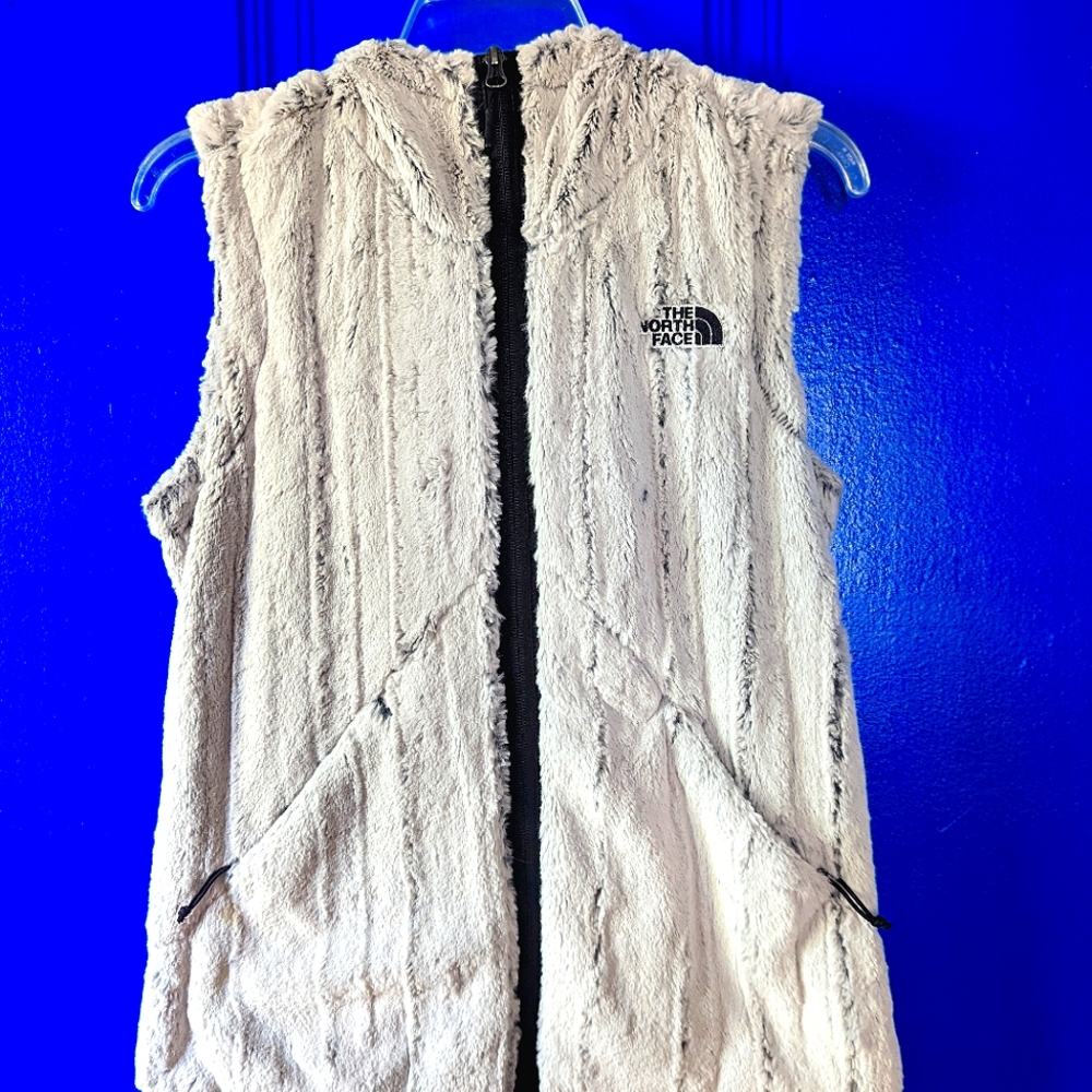 The North Face Faux Fur Grey Hooded Vest